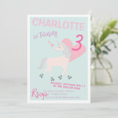 RollerScate Unicorn Einladung zum Geburtstag (Stehend Vorderseite)