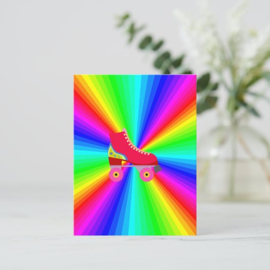 Rollerskate auf Farbspektrum Radial Postkarte (Stehend Vorderseite)