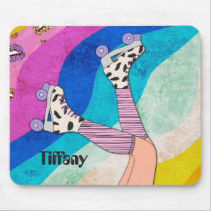 Rollerskate Girl Name Mousepad Stil der 1980er Jah