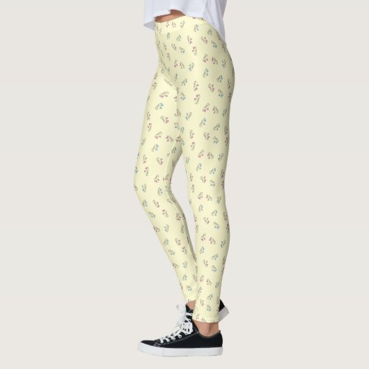 Rollerskate Pale Yellow Kontur Cartoon Pattern Leggings (Links)