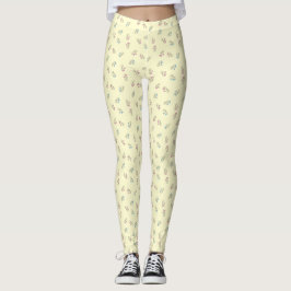 Rollerskate Pale Yellow Kontur Cartoon Pattern Leggings