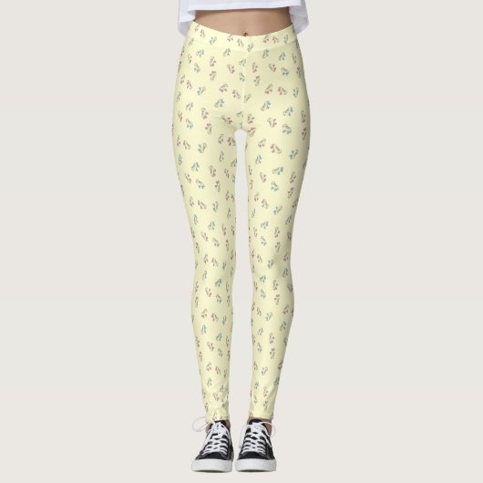 Rollerskate Pale Yellow Kontur Cartoon Pattern Leggings (Vorderseite)