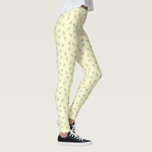 Rollerskate Pale Yellow Kontur Cartoon Pattern Leggings (Rechts)