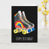 Rollerskates Retroart der achtziger Jahre Karte (Gelbe Blume)