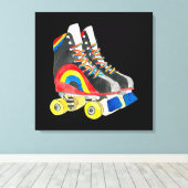 Rollerskates Retroart der achtziger Jahre Leinwanddruck (Insitu (Holzboden))