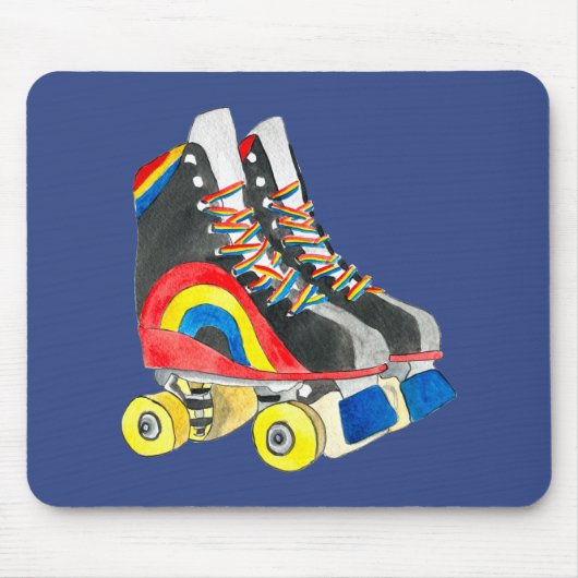 Rollerskates Retroart der achtziger Jahre Mousepad (Vorne)