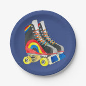 Rollerskates Retroart der achtziger Jahre Pappteller (Vorderseite)