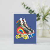 Rollerskates Retroart der achtziger Jahre Postkarte (Stehend Vorderseite)