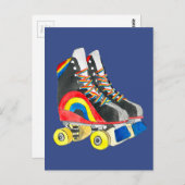 Rollerskates Retroart der achtziger Jahre Postkarte (Vorne/Hinten)