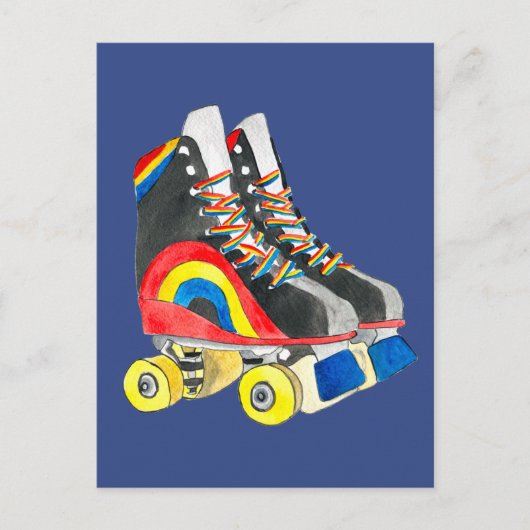 Rollerskates Retroart der achtziger Jahre Postkarte (Vorderseite)