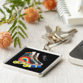 Rollerskates Retroart der achtziger Jahre Schlüsselanhänger (Seite)