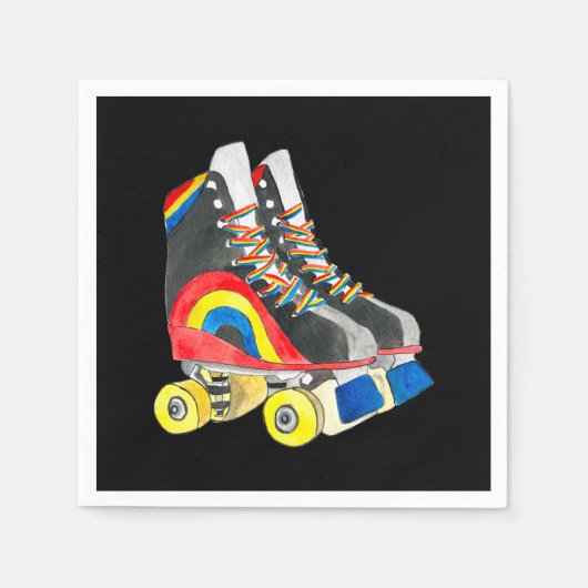 Rollerskates Retroart der achtziger Jahre Serviette (Vorderseite)