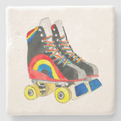 Rollerskates Retroart der achtziger Jahre Steinuntersetzer (Vorderseite)
