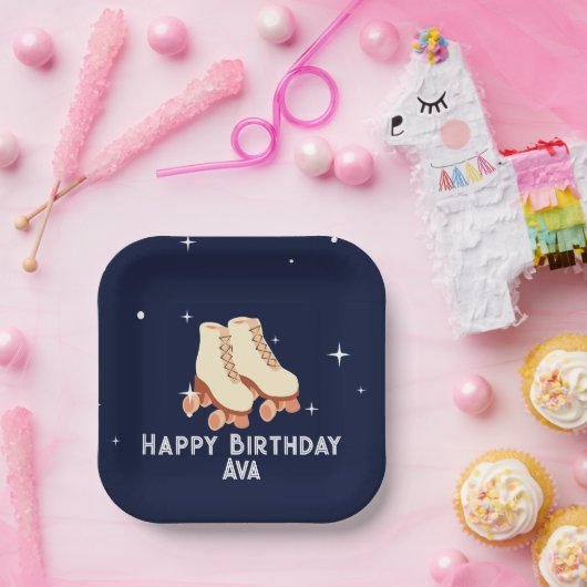Rollerskating Birthday Party Plate Pappteller (Party)