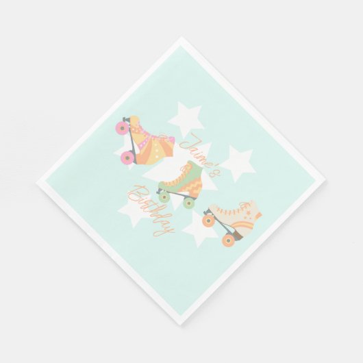 Rollerskating Geburtstag Pastel Stars Serviette (Ecke)