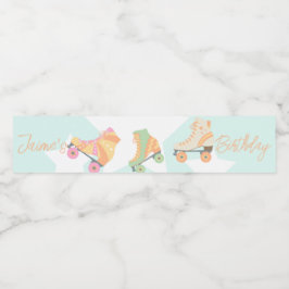 Rollerskating Geburtstag Pastel Stars Wasserflaschenetikett