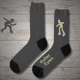Rollerskating sand on gray with text socken