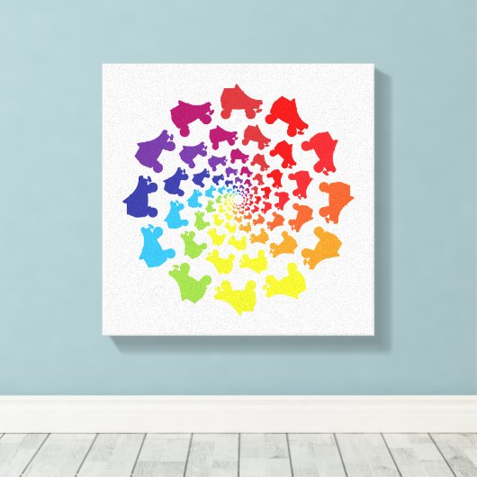 Rollerskier Regenbogenkreis Leinwanddruck (Insitu (Holzboden))