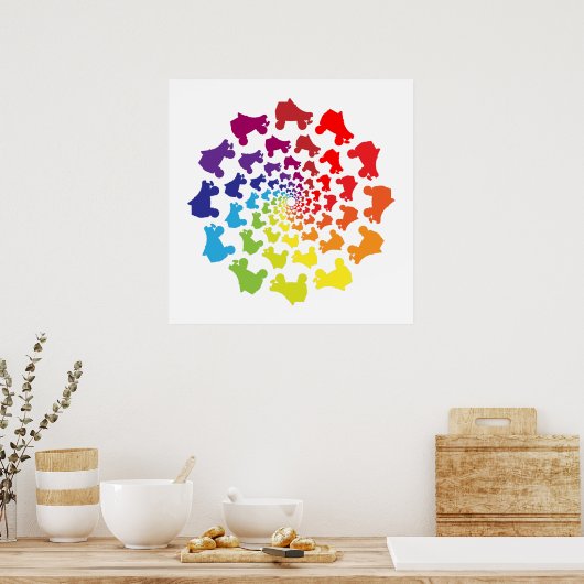 Rollerskier Regenbogenkreis Poster (Küche)