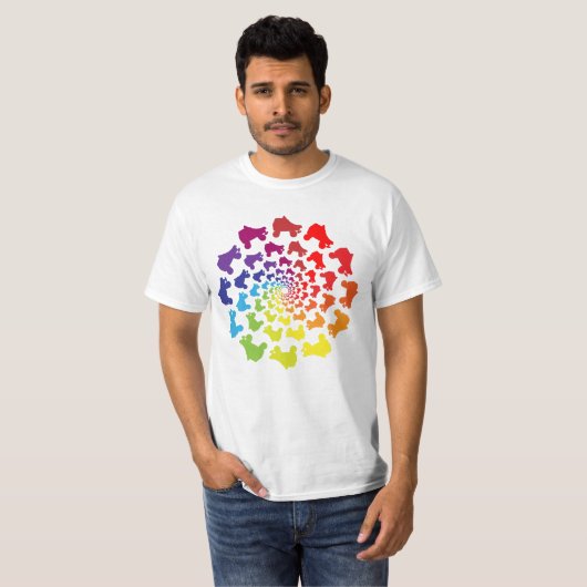 Rollerskier-Regenbogenkreis T-Shirt (Vorne ganz)