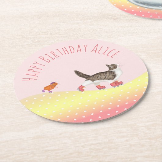 Rollerskitos Geburtstagsfeier Untersetzer (Angewinkelt)