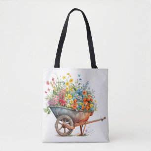 Rollfass mit frischen Blume Tasche