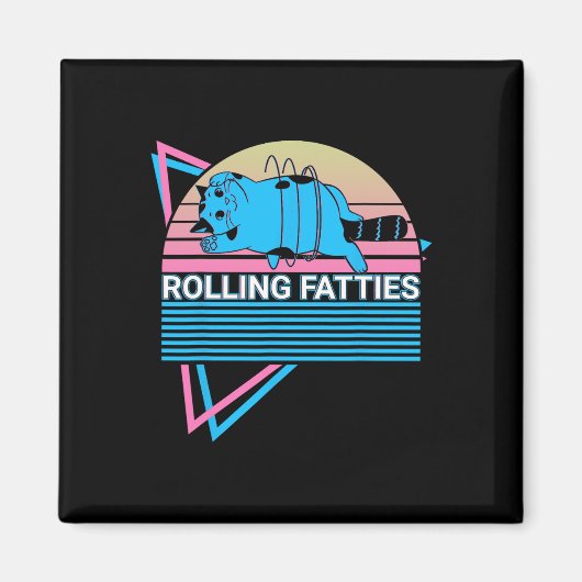 Rollfatties Funny Cat Retro Magnet (Vorne)