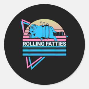 Rollfatties Funny Cat Retro Runder Aufkleber