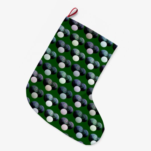 Rollharmonie: Grüne Rasenschalen mit Jack Patten Großer Weihnachtsstrumpf (Vorderansicht (hängend))