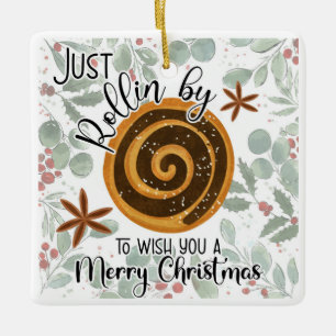 Rollin einfach vorbei, um Ihnen ein frohes Weihnac Keramikornament