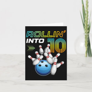 Rollin in 10 Retro Bowling Geburtstagsparty 10. B Karte