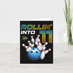 Rollin in 11 Retro Bowling Geburtstagsparty 11th B Karte
