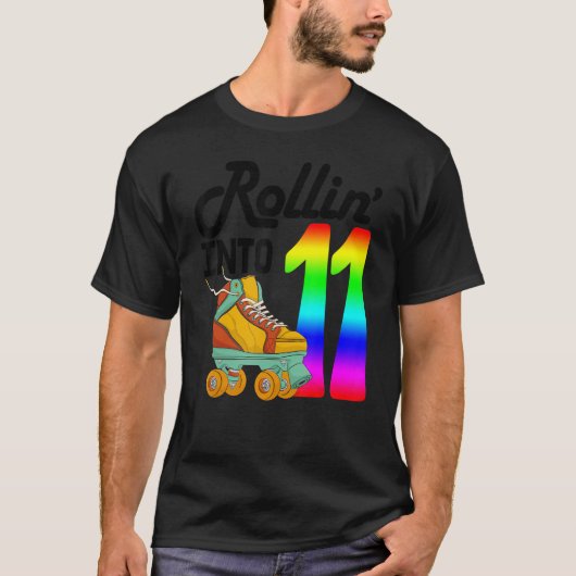 Rollin in 11 Skaten Rolling Shoes Birth T-Shirt (Vorderseite)