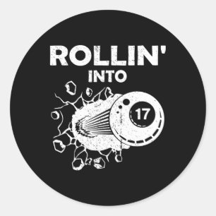 Rollin in 17 Billard 17. Geburtstag Flammenbil Runder Aufkleber