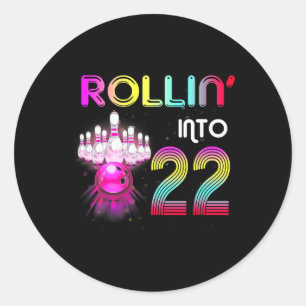 Rollin in 22 Bowling Geburtstagsparty 22. Birthda Runder Aufkleber