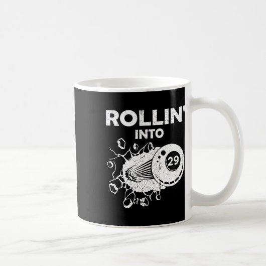 Rollin in 29 Billiards 29. Geburtstag Flammenbil Kaffeetasse (Rechts)