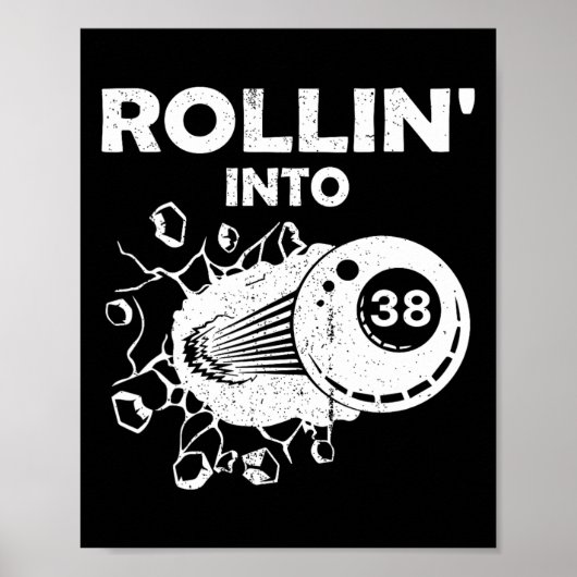Rollin in 38 Billiards 38. Geburtstag Flammenbil Poster (Vorne)