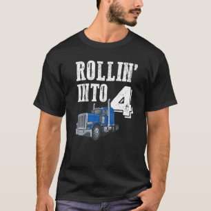 Rollin in 4 Big Rig Semi Trailer Truck 4. Geburtst T-Shirt