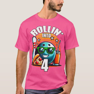 Rollin in 4 Bowling Geburtstagsparty 4. Geburtstag T-Shirt