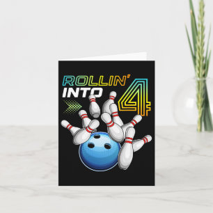 Rollin in 4 Retro Bowling Geburtstagsparty 4. Bir Karte