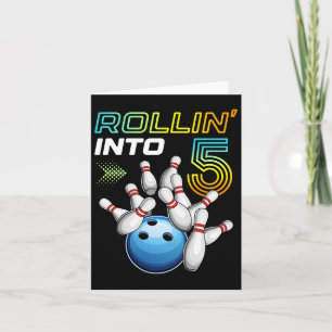 Rollin in 5 Retro Bowling Geburtstagsparty 5. Bir Karte