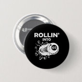 Rollin in 65 Billard 65. Geburtstag Flammenbil Button (Vorne & Hinten)