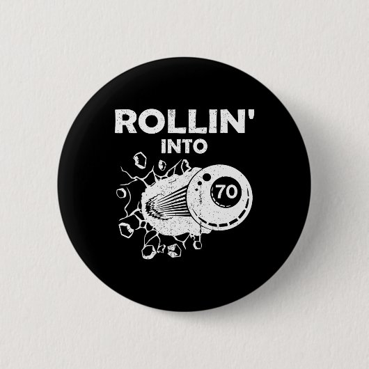 Rollin in 70 Billard 70. Geburtstag Flammenbil Button (Vorderseite)