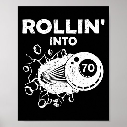 Rollin in 70 Billard 70. Geburtstag Flammenbil Poster (Vorne)