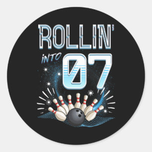 Rollin' in 7 Bowling Geburtstag 7. Bowler Bday Pa Runder Aufkleber