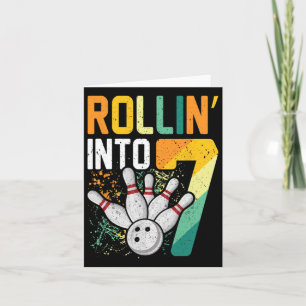 Rollin in 7 Retro Bowling Geburtstagsparty 7. Bir Karte