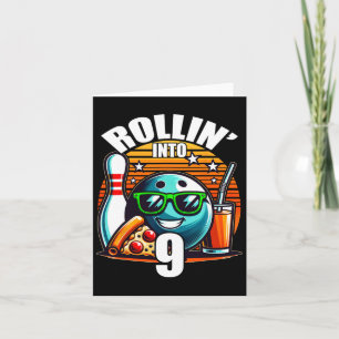 Rollin in 9 Bowling Geburtstagsparty 9. Geburtstag Karte