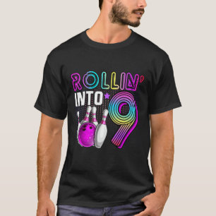 Rollin in 9 Bowling Geburtstagsparty 9. Geburtstag T-Shirt