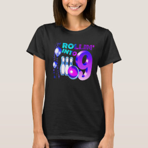 Rollin in 9 Bowling Geburtstagsparty 9. Geburtstag T-Shirt