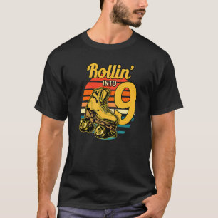 Rollin' in 9 Retro Roller 9. Geburtstagsparty Skyp T-Shirt